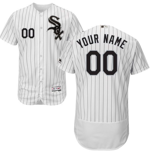 Men Chicago White Sox Majestic Home White Black Flex Base Authentic Collection Custom MLB Jersey